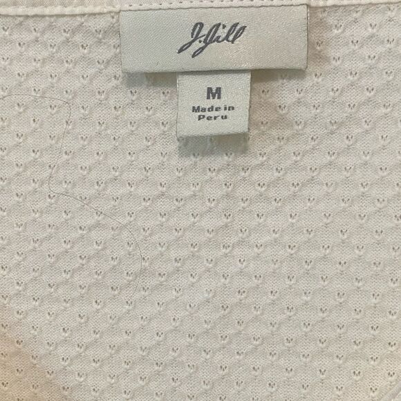 J. Jill 100% cotton, ruffle sleeve and hem Cream color Henley size Medium - Picture 4 of 9